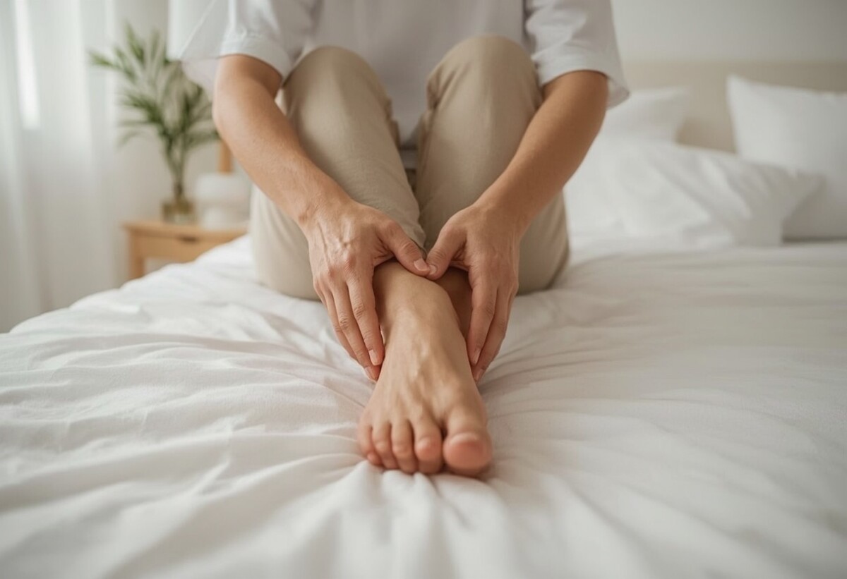 Personne massant l avant-pied avec les deux mains